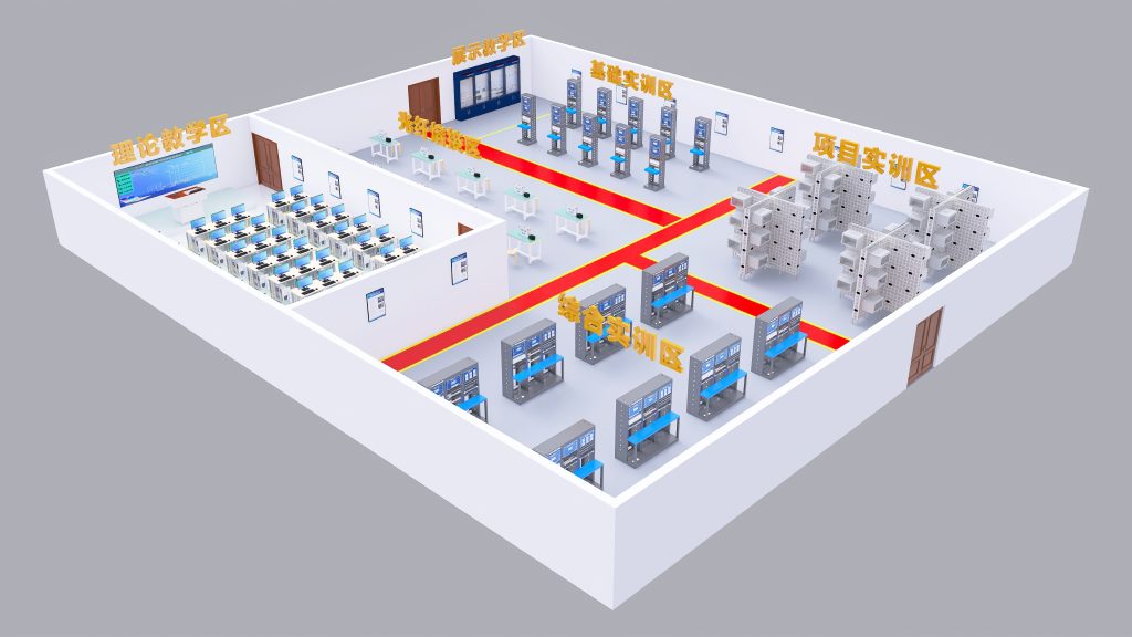 唯众网络综合布线实训室VR鸟瞰图