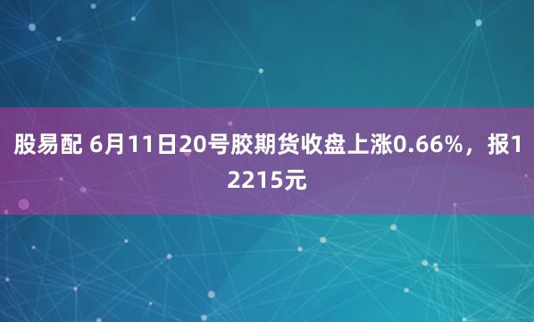 股易配 6月11日20号胶期货收盘上涨0.66%，报12215元