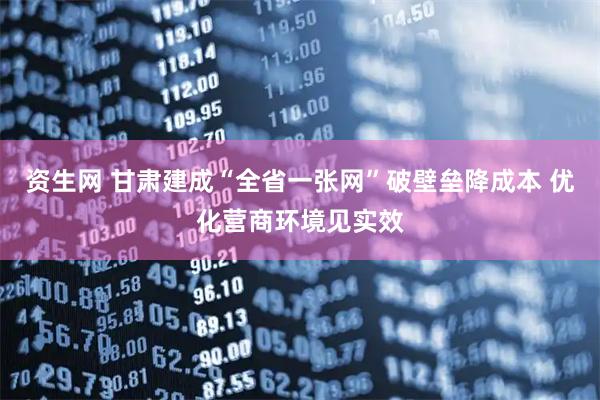 资生网 甘肃建成“全省一张网”破壁垒降成本 优化营商环境见实效